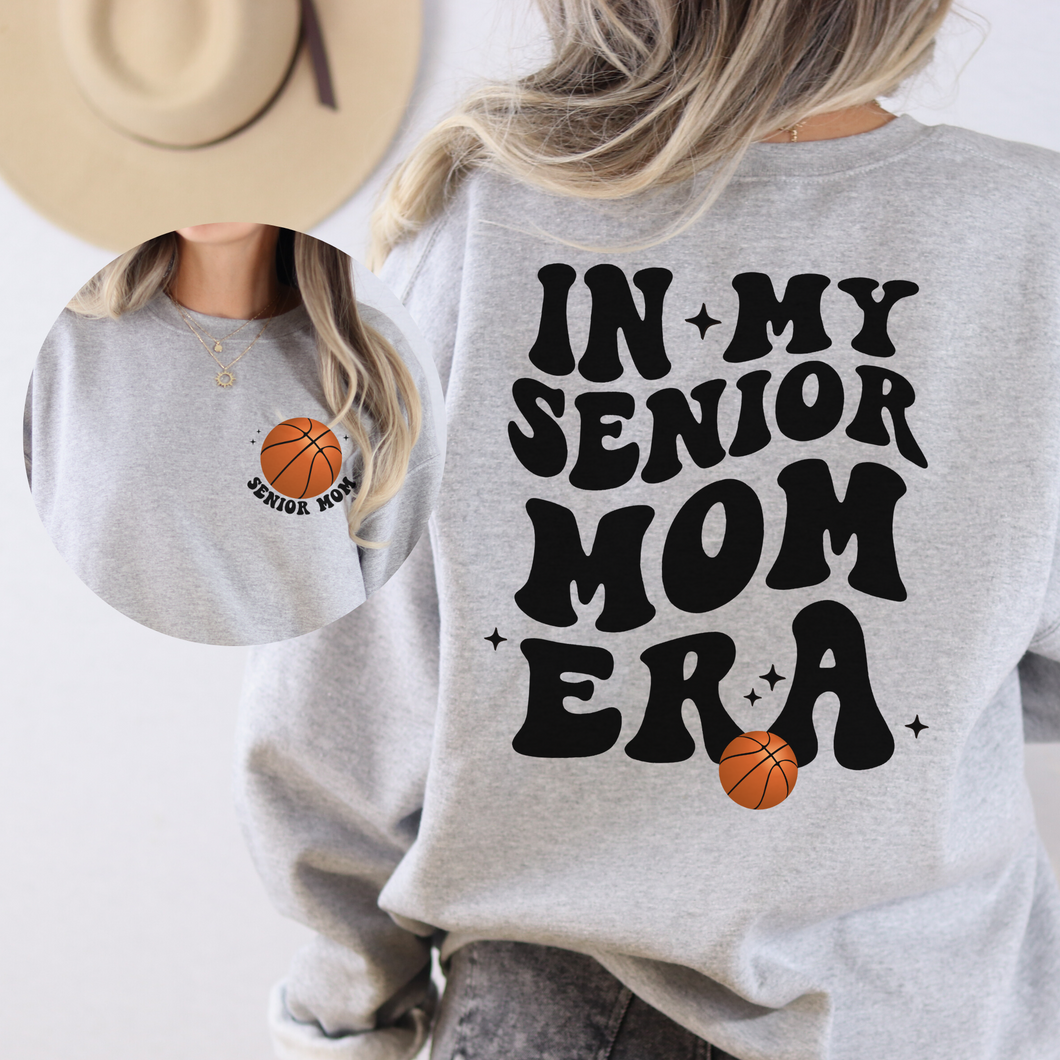 Senior Basketball Mom Era Sweatshirt shown in ash