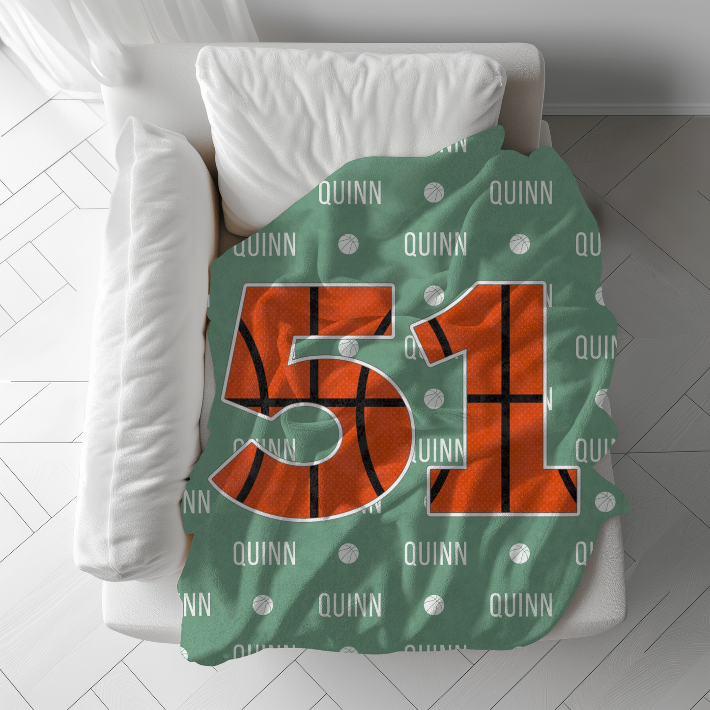 Basketball Blanket Customized with Name and Number