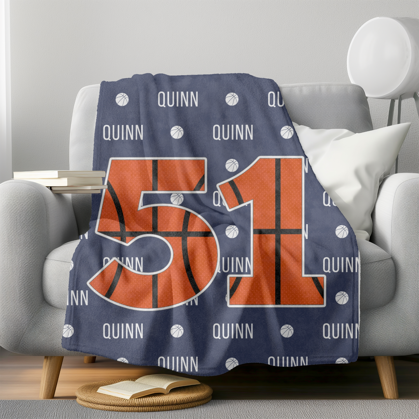 Basketball Blanket Customized with Name and Number