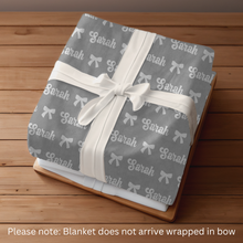 Load image into Gallery viewer, Personalized Coquette Name Blanket with Bows
