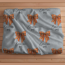 Load image into Gallery viewer, Personalized Basketball Blanket Coquette Blanket Coquette Bow Name Blanket Custom Basketball Gifts Girls Basketball Decor Basketball Mama
