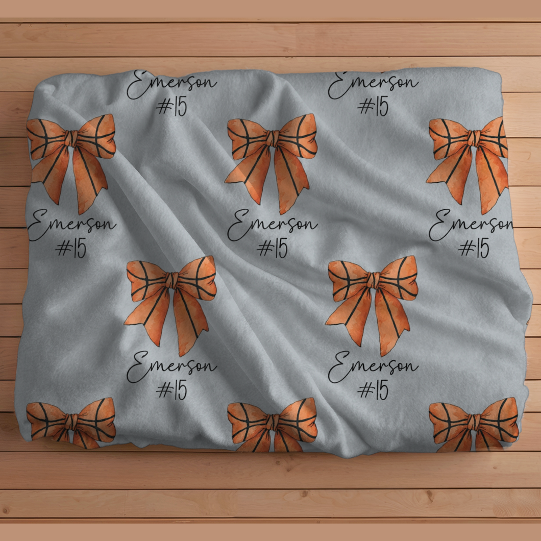 Personalized Basketball Blanket Coquette Blanket Coquette Bow Name Blanket Custom Basketball Gifts Girls Basketball Decor Basketball Mama