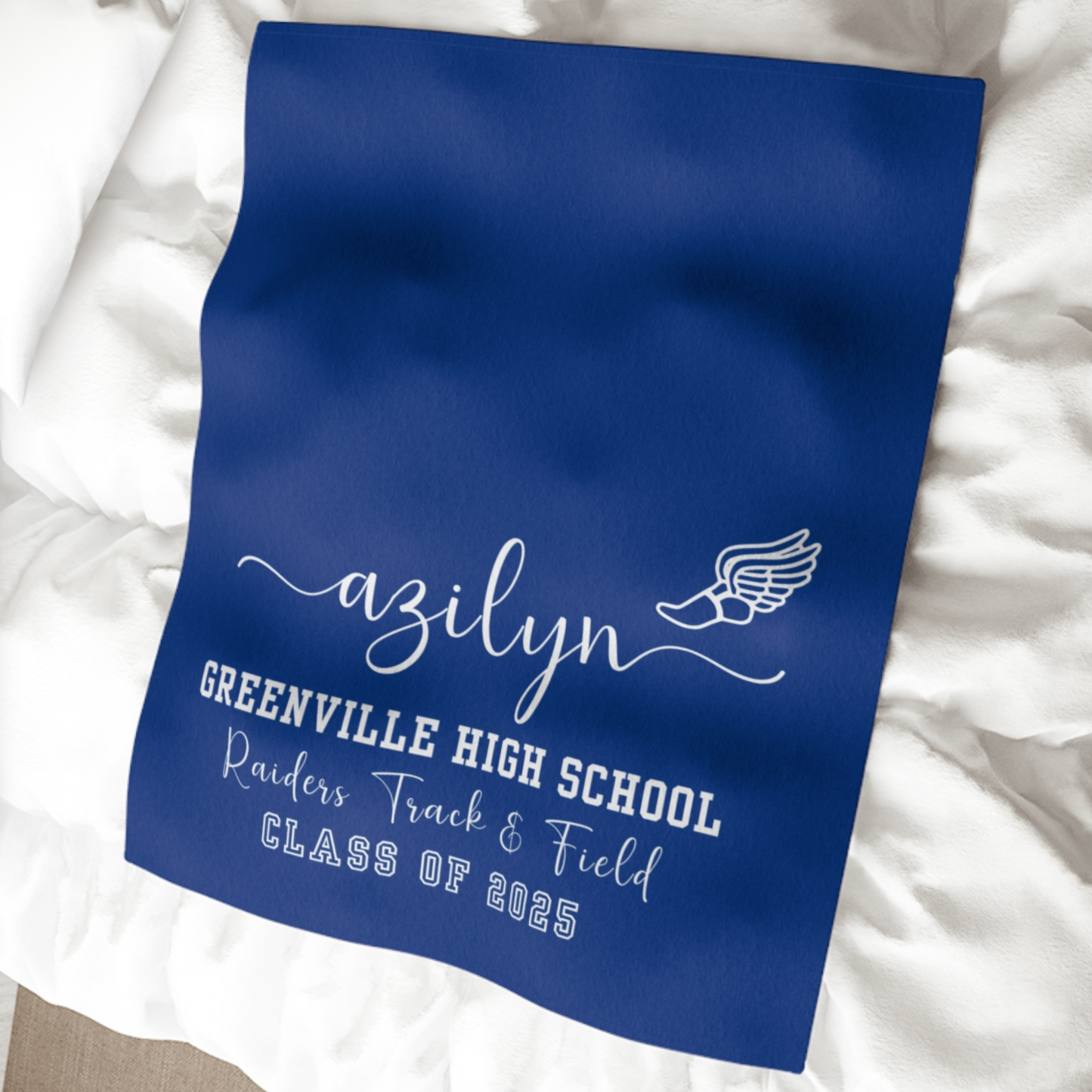 Custom Track & Field Blanket, Personalized Track Senior Gift or Graduation Gift for Track and Field Athlete
