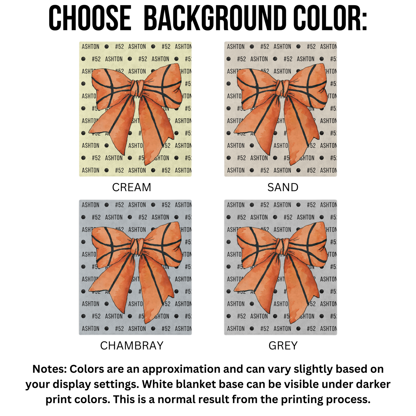 Coquette Bow Personalized Name Basketball Blanket