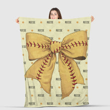 Load image into Gallery viewer, Custom Coquette Softball Blanket, Softball Mom Gift, Softball Gift, Softball Mama Gift, Custom Softball Blanket, Softball Bow, Team Gift Custom Blanket Name Blanket Mom Gift Personalized Blanket Personalized Gift for Mom Baseball Game Day
