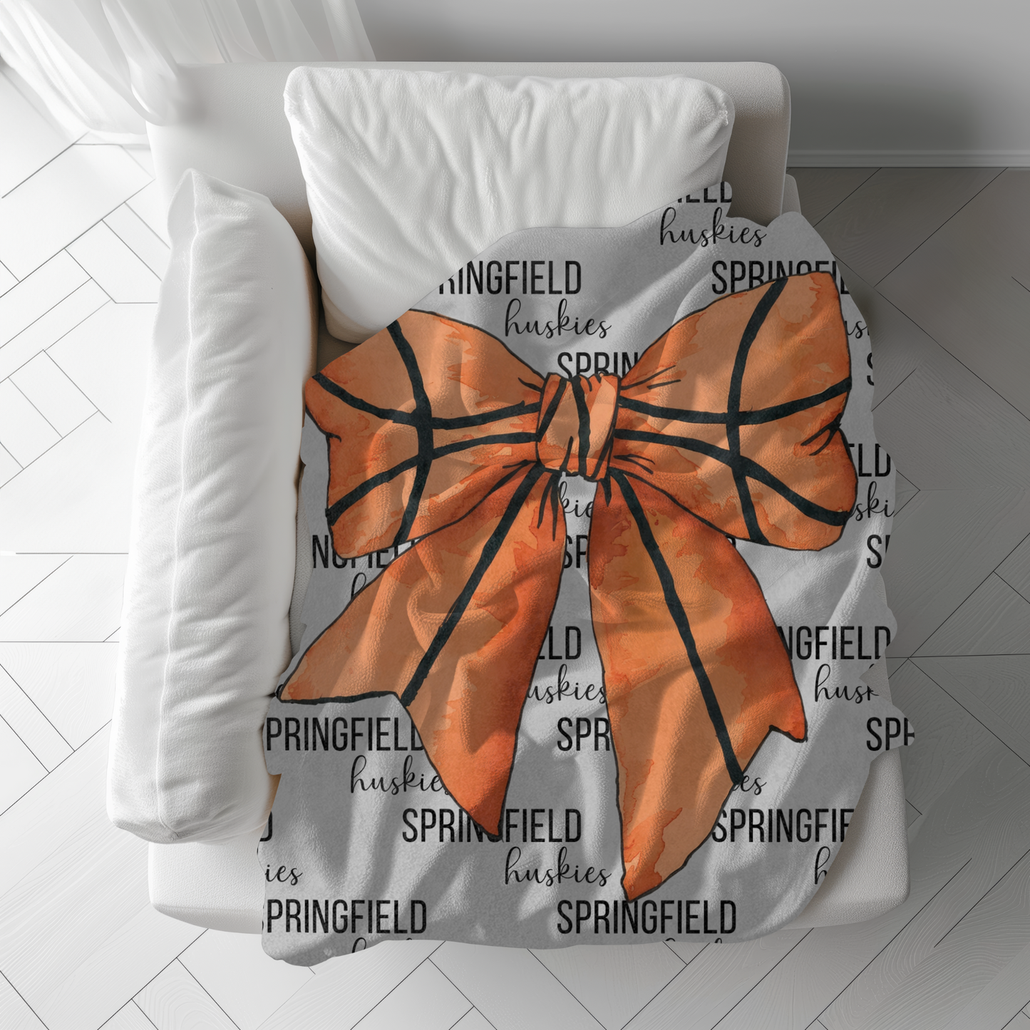 Personalized Basketball Blanket Custom Basketball Team Gift Coquette Bow Blanket with Personalized Team Name