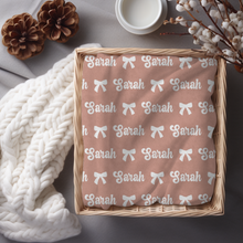 Load image into Gallery viewer, Personalized Coquette Name Blanket with Bows
