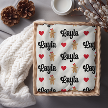 Load image into Gallery viewer, Personalized Christmas Blanket Gingerbread Girl Name Blanket
