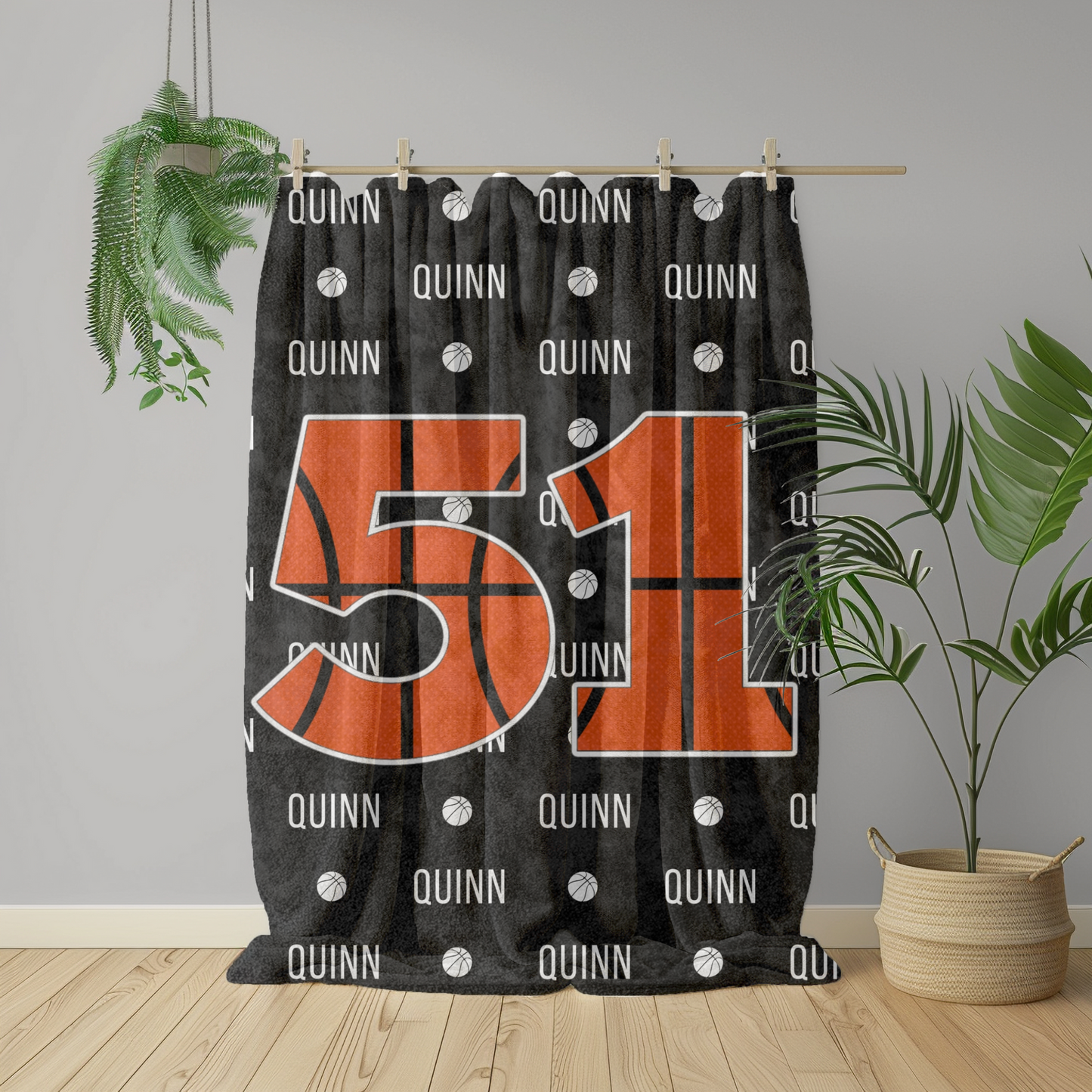 Basketball Blanket Customized with Name and Number