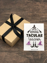 Load image into Gallery viewer, Halloween Teacher Earrings - One Spooktacular Teacher Witch Earrings
