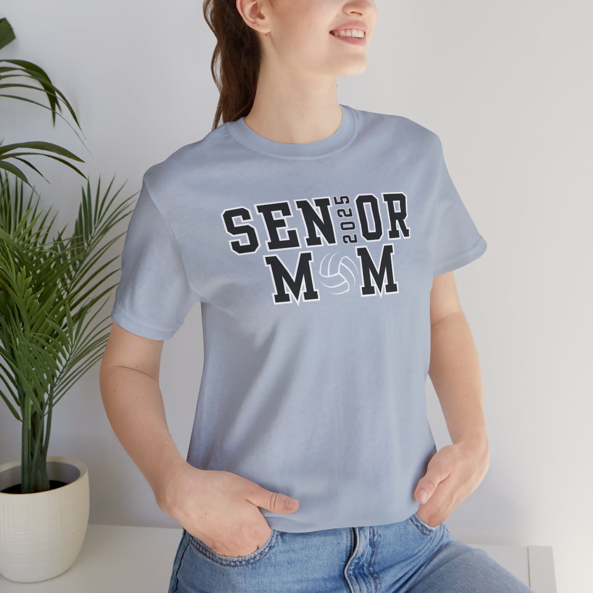 Custom Senior Volleyball Mom Shirt Name on Sleeve Volleyball Shirt Volleyball Dad Shirt Volleyball Gifts Matching Shirts Volleyball tshirt Volleyball Mom and Dad Shirts Volleyball tshirt family shown in light blue