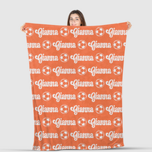 Load image into Gallery viewer, Soccer Blanket Customized with Soccer Player Name
