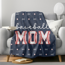 Load image into Gallery viewer, Custom Baseball Mom Blanket for Baseball Game Day
