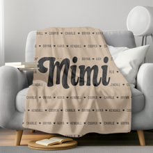 Load image into Gallery viewer, Custom Mimi Blanket Personalized with Grandchildren&#39;s Names - Makes a great Grandma Gift
