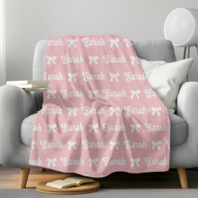 Load image into Gallery viewer, Personalized Coquette Name Blanket with Bows
