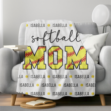 Load image into Gallery viewer, softball mom blanket shown in white
