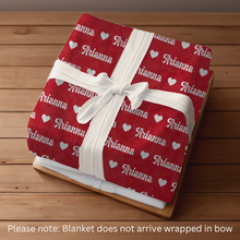 Load image into Gallery viewer, Personalized Name Blanket with Hearts
