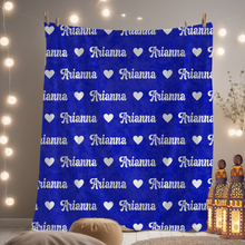 Load image into Gallery viewer, Personalized Name Blanket with Hearts
