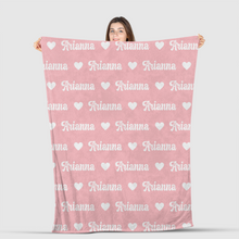 Load image into Gallery viewer, Personalized Name Blanket with Hearts
