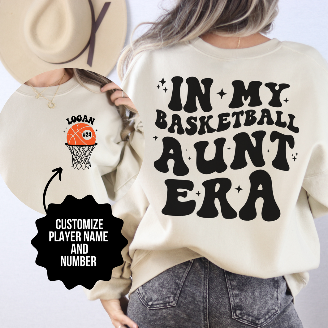 Custom In My Basketball Aunt Era Shirt, Personalized Basketball Shirt, In My Auntie Era Shirt Basketball Auntie Shirt Aunt Gifts, Game Day Sweatshirt Basketball Aunt Shirt, In My Auntie Era Shirt, Auntie Shirt, Best Aunt Gifts, Aunt Sweatshirt, Gift from Niece, Gift from Nephew