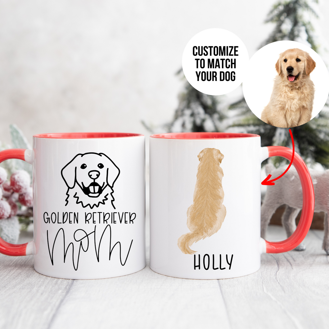 personalized dog mug, custom golden retriever gift