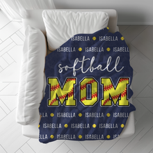 Load image into Gallery viewer, softball mom blanket shown in navy
