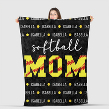 Load image into Gallery viewer, softball mom blanket shown in black
