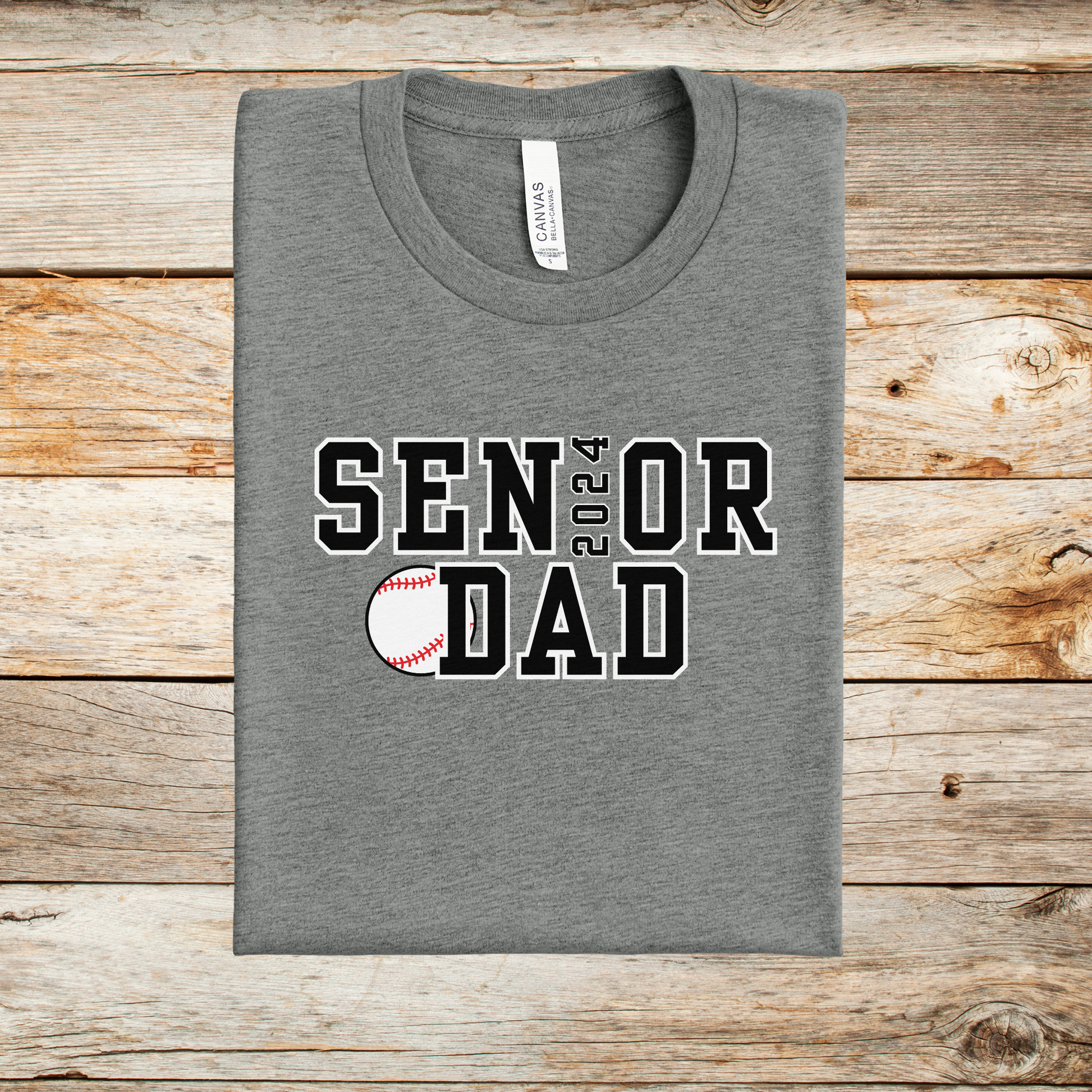 2024 Senior Baseball Dad Shirt shown in dark heather grey