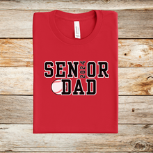 Load image into Gallery viewer, 2024 Senior Baseball Dad Shirt shown in red
