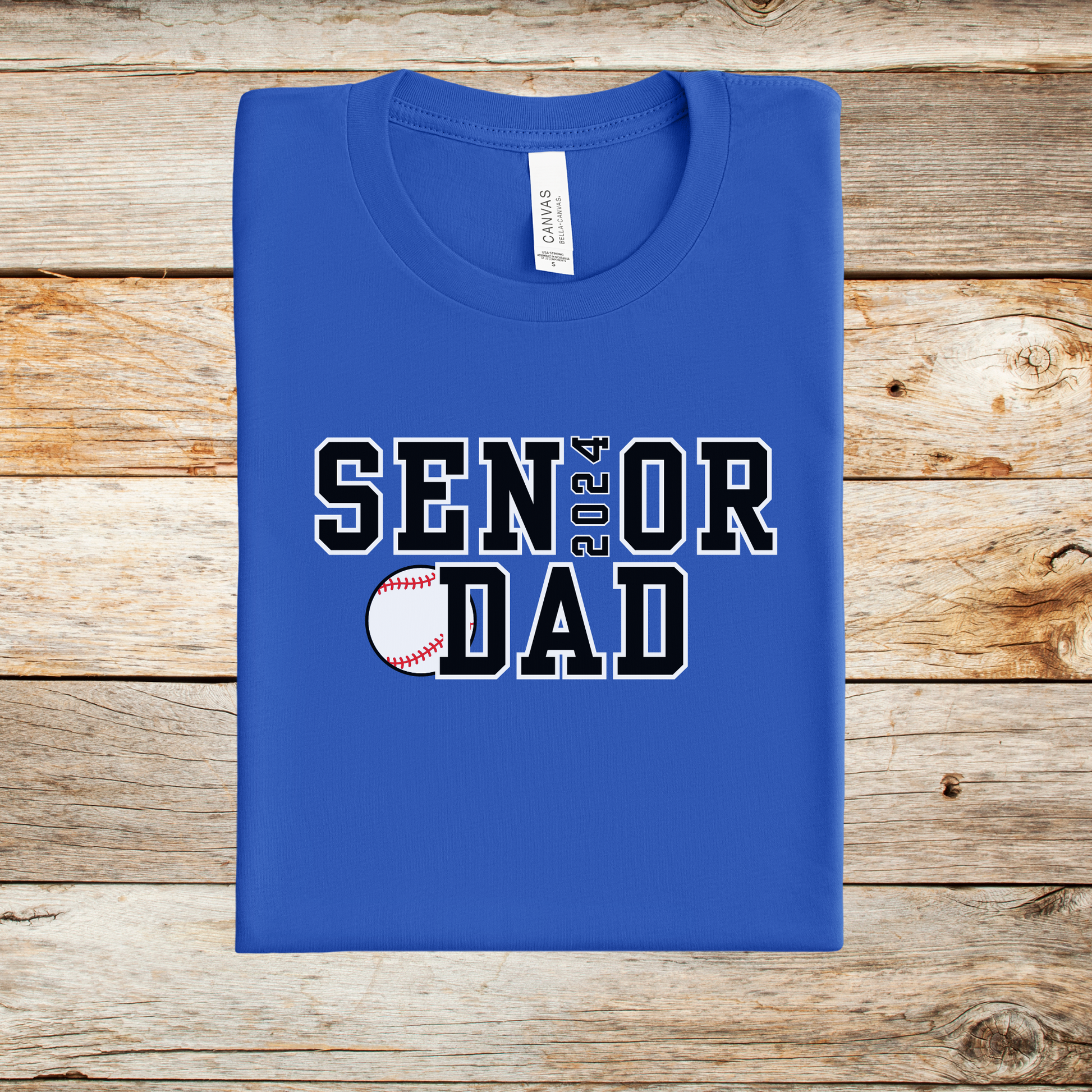 2024 Senior Baseball Dad Shirt shown in true royal