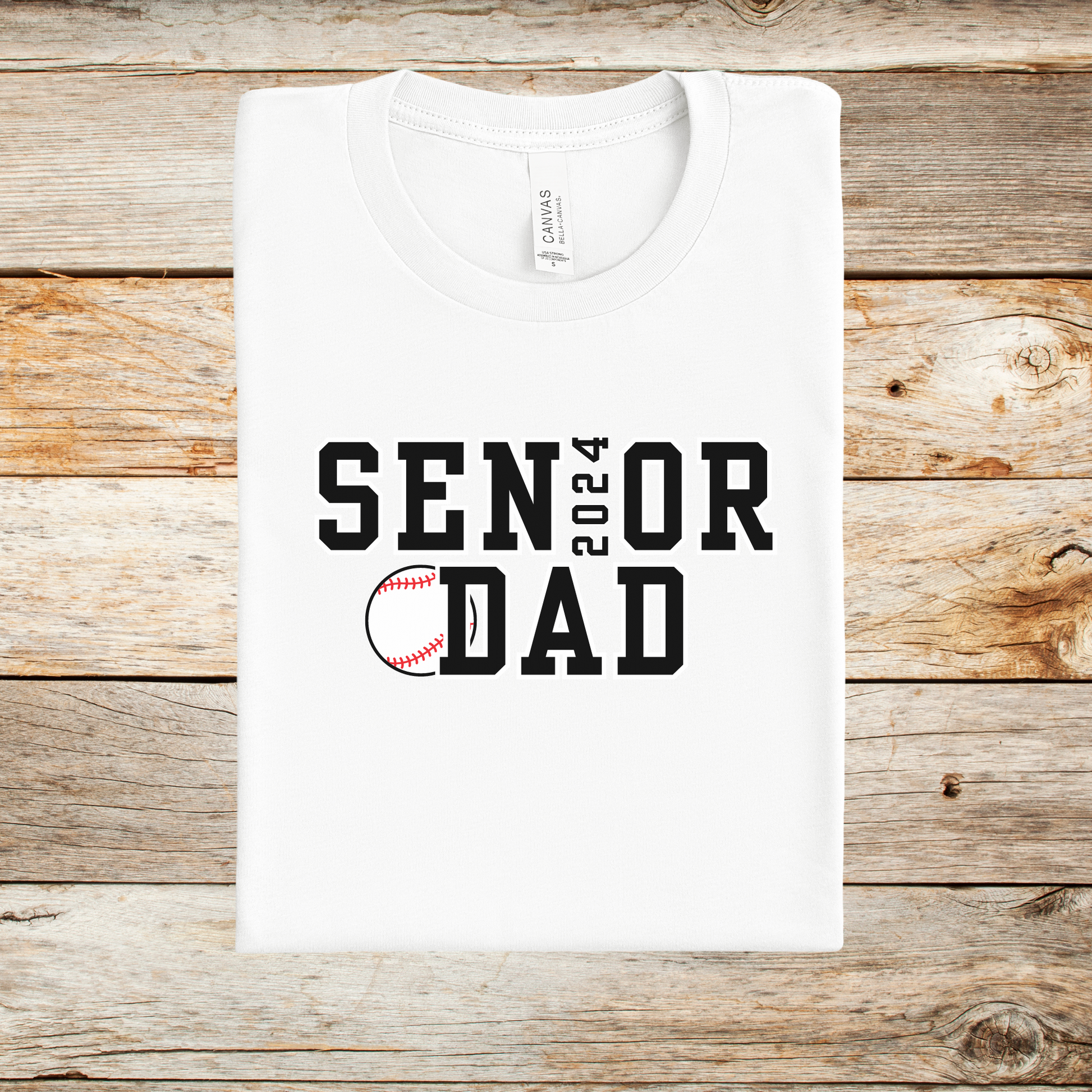 2024 Senior Baseball Dad Shirt shown in white