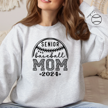 Load image into Gallery viewer, Custom Senior Mom Baseball Sweatshirt with Personalized Name on Sleeve for Senior 2024 shown in  ash
