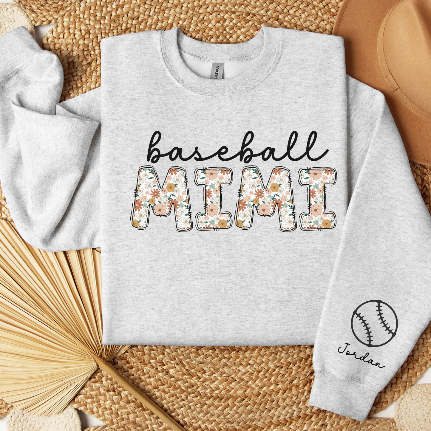 Custom Baseball Mimi Sweatshirt with Kid Name on Sleeve