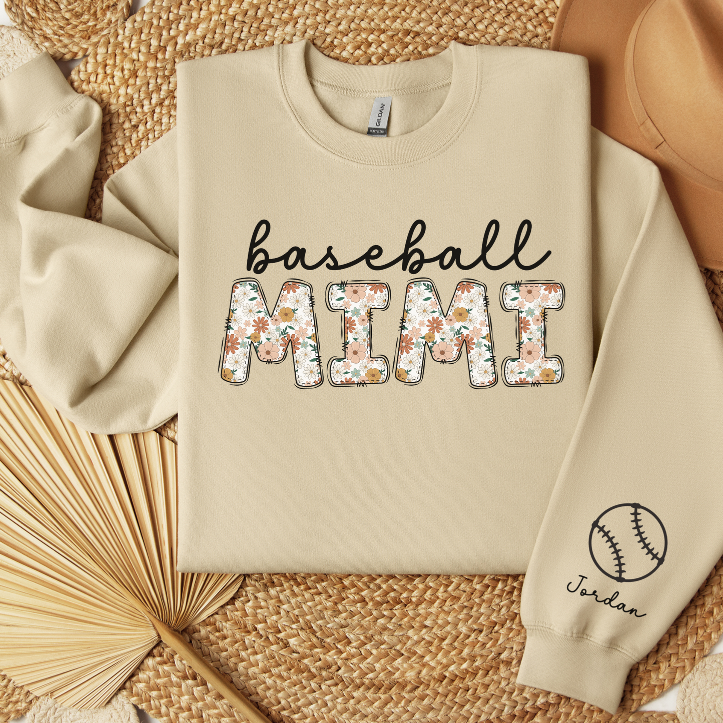 Custom Baseball Mimi Sweatshirt with Kid Name on Sleeve