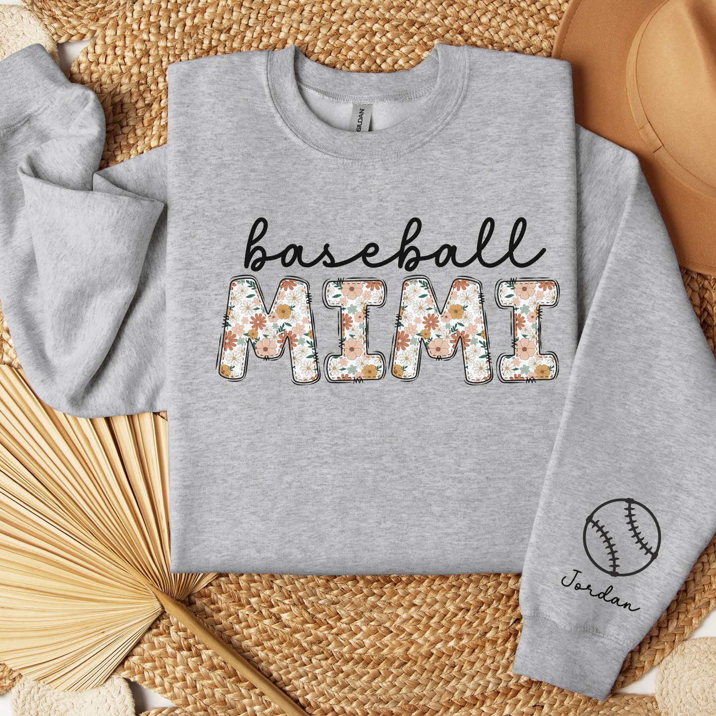 Custom Baseball Mimi Sweatshirt with Kid Name on Sleeve