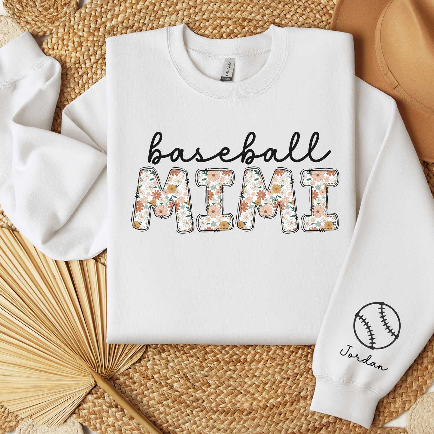 Custom Baseball Mimi Sweatshirt with Kid Name on Sleeve