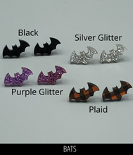 Load image into Gallery viewer, Halloween Teacher Earrings - One Fang-tastic Teacher Bat Earrings
