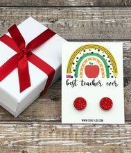 Load image into Gallery viewer, best teacher ever holiday gift teacher earrings
