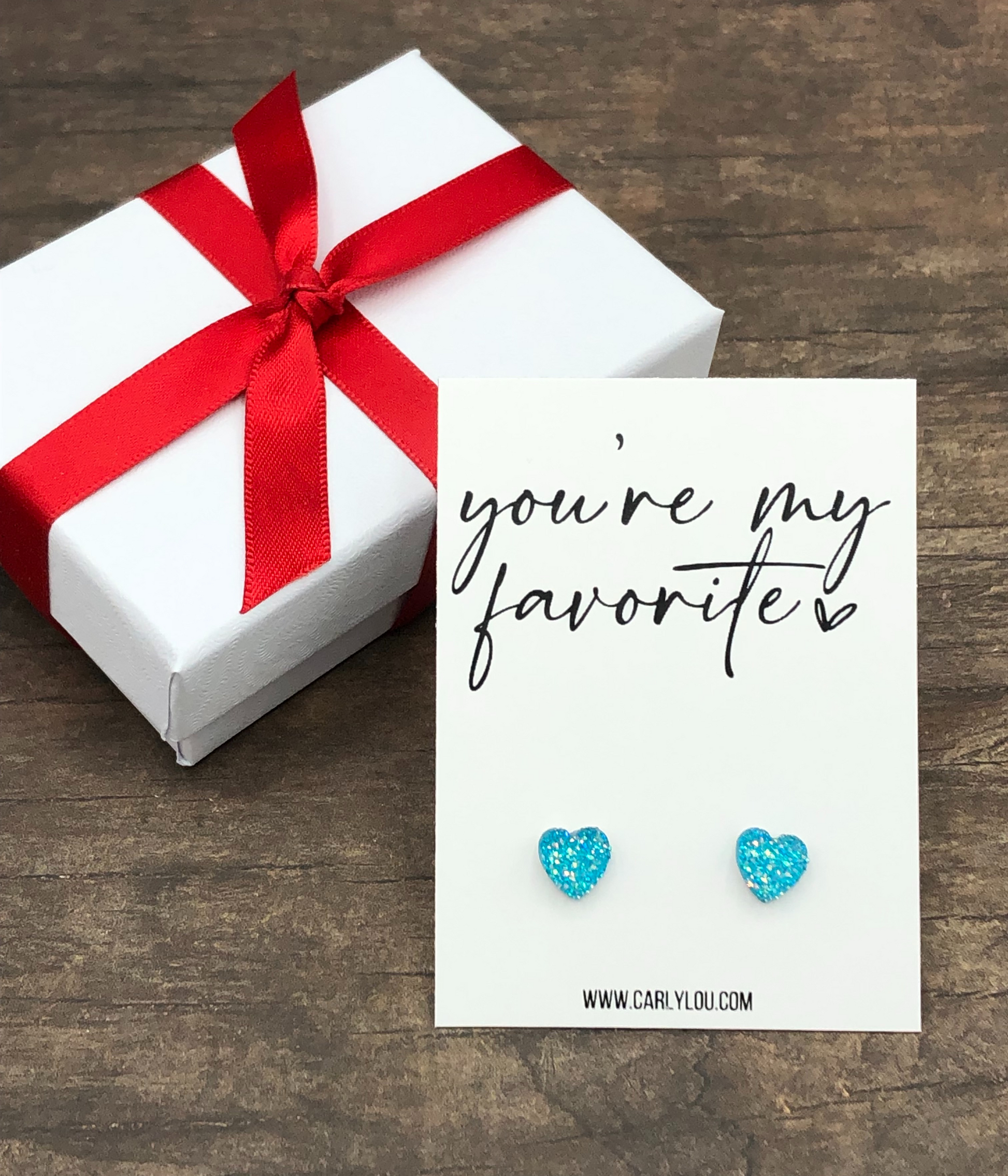 You're my favorite valentine earrings shown in aqua druzy heart