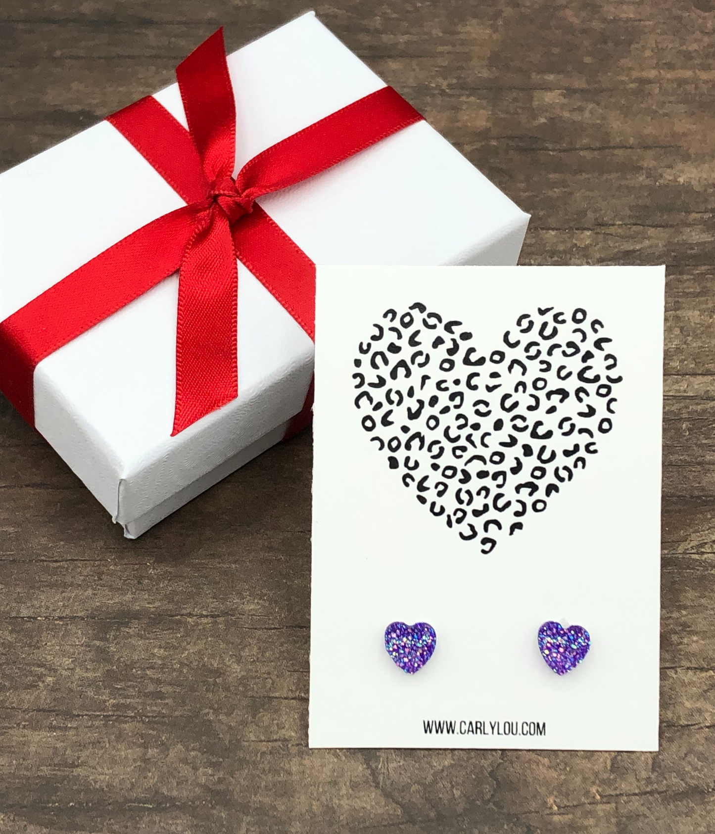 Valentine Earrings - Leopard Heart
