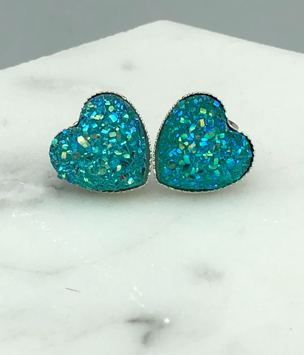 xoxo valentine heart earrings - aqua