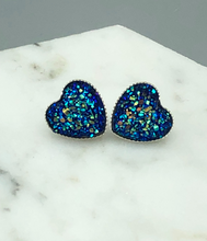 Load image into Gallery viewer, xoxo valentine heart earrings - blue
