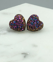 Load image into Gallery viewer, xoxo valentine heart earrings - multi color druzy
