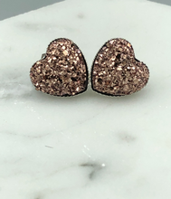 Load image into Gallery viewer, xoxo valentine heart earrings - rose gold heart
