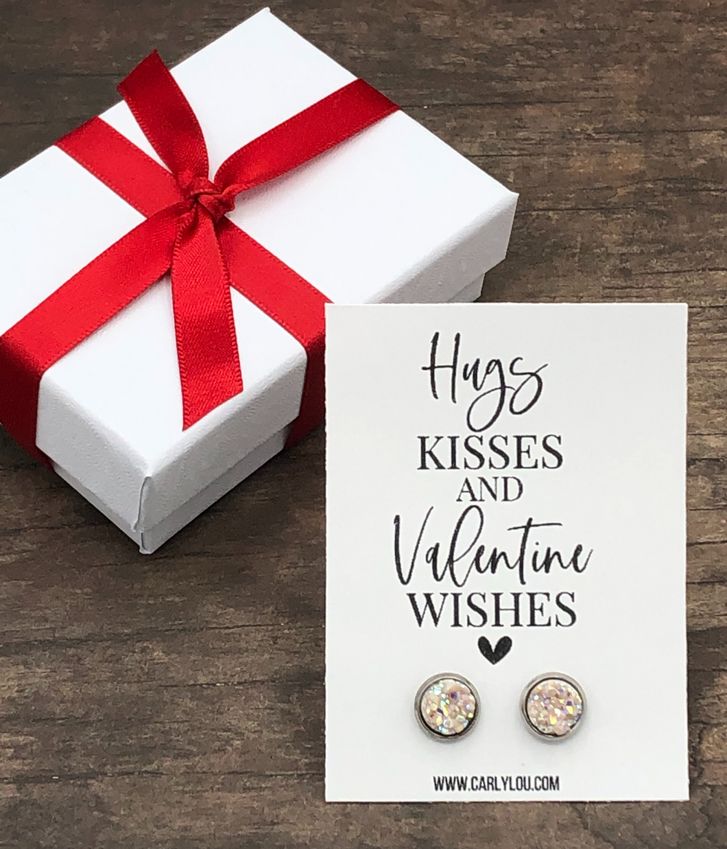 Valentine Earrings - Hugs Kisses and Valentine Wishes