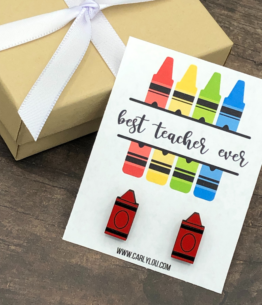 Best Teacher Ever Crayon Earrings