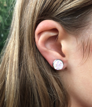 Load image into Gallery viewer, 10mm Druzy Earring Model
