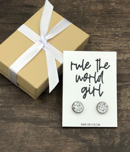 Load image into Gallery viewer, Rule the World Girl Inspirational Earrings
