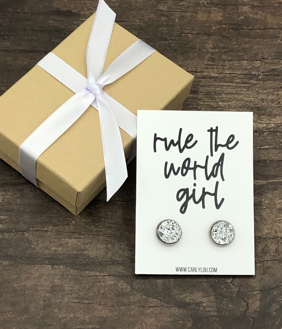 Rule the World Girl Inspirational Earrings