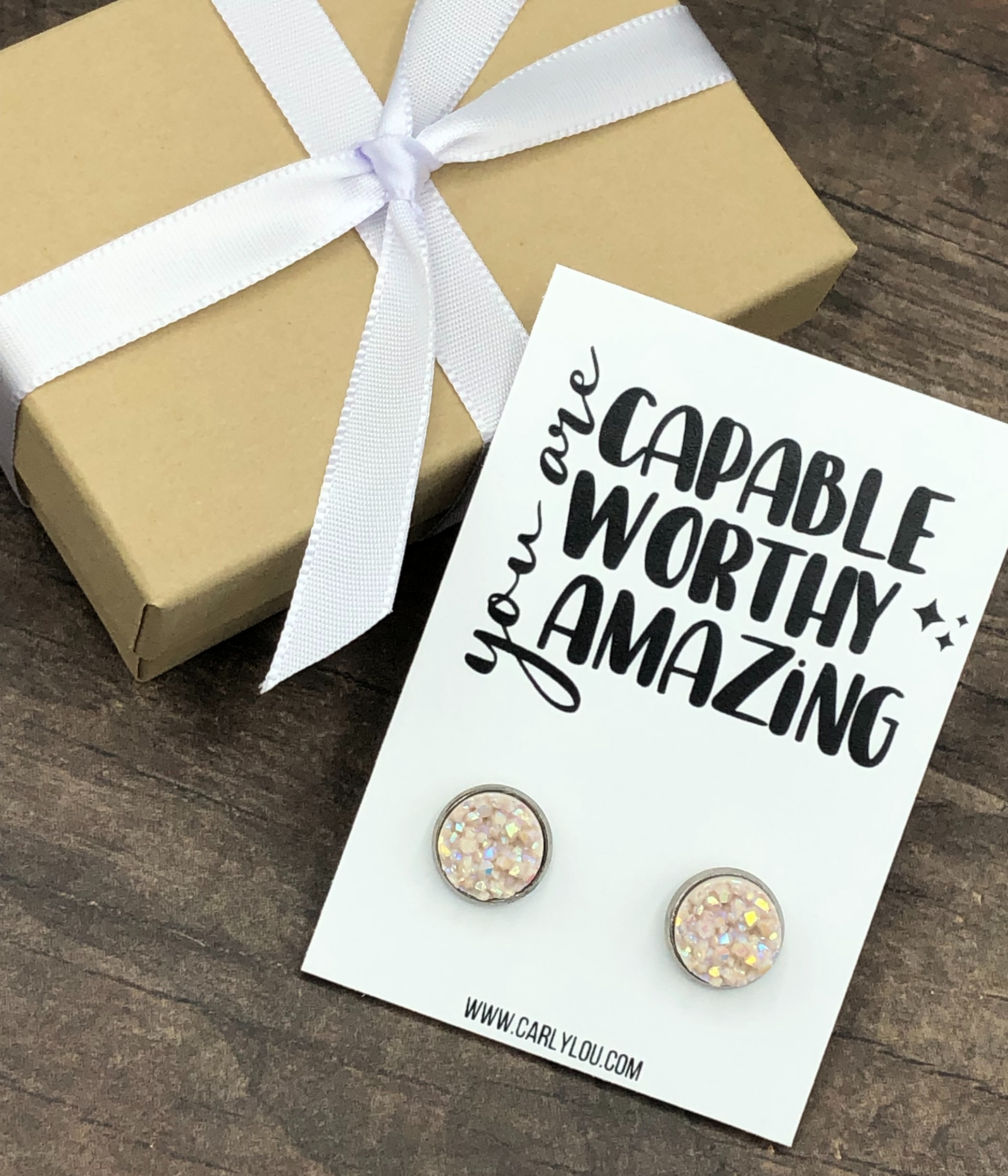 You Are Capable Worthy Amazing Inspirational Earrings Closeup